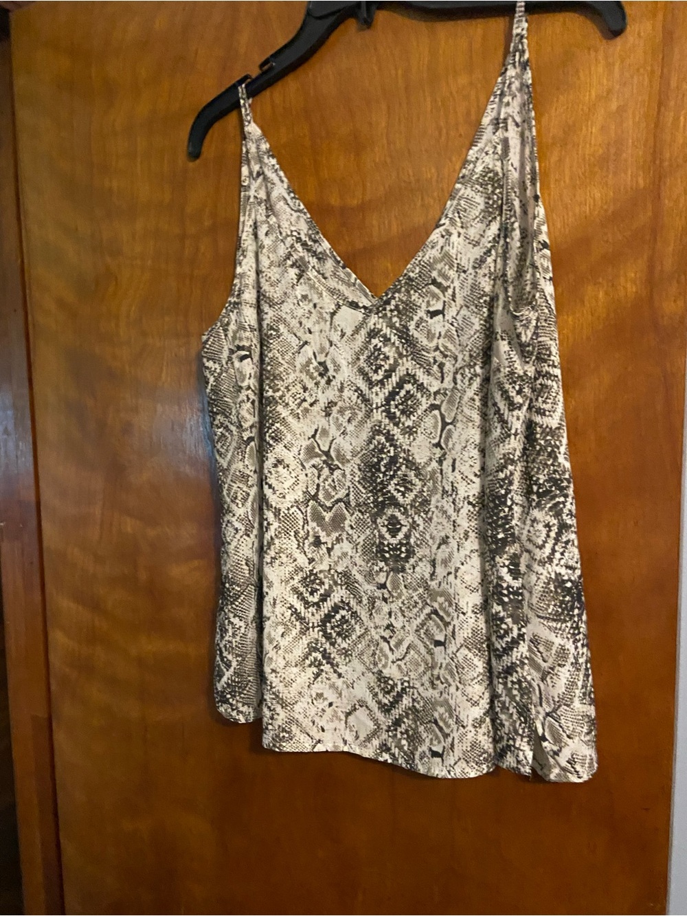 Allison Joy Snake-Print Satin Cami in Neutral Tones